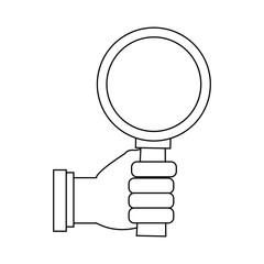 hand holding magnifying glass office supplies icon image vector illustration design 
