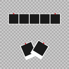 Photo frame. White plastic border on a transparent background. Vector illustration. Photorealistic Vector EPS10 Retro Photo Frame Template