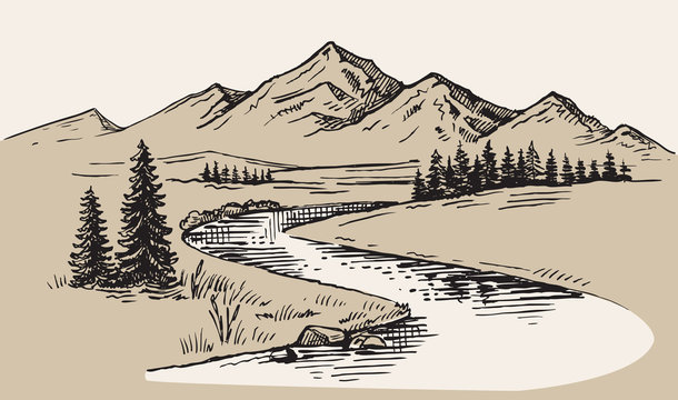 Beautiful Mountains Scenery Drawing Done With  GranNino