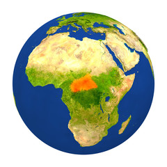 Central Africa highlighted on Earth