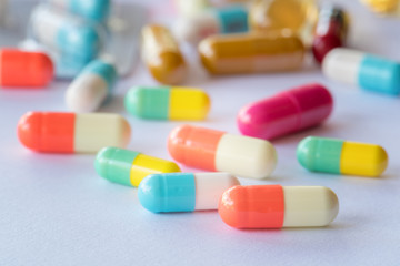 Colorful capsule pills medicine