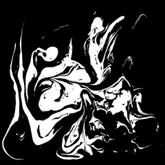 Black and white liquid texture, watercolor hand drawn marbling illustration, abstract background