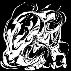 Black and white liquid texture, watercolor hand drawn marbling illustration, abstract background