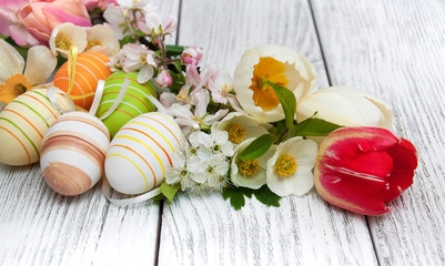 Easter eggs with blossom