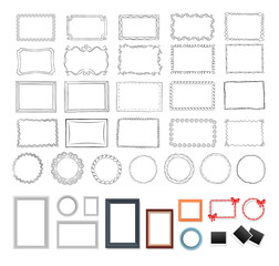 Set of Round, Rectangular, Black and Colour Frames