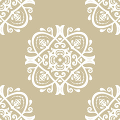 Seamless damask golden pattern. Traditional classic orient ornament