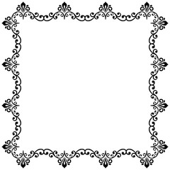 Classic square frame with arabesques and orient elements. Abstract fine ornament with place for text
