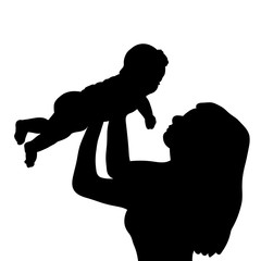  silhouette of mother and baby