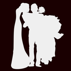  wedding, silhouette, groom, bears on hands, bride