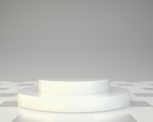 White round podium. Pedestal scene. 3D rendering