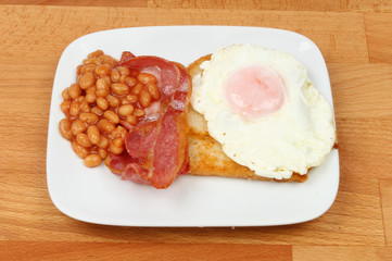 Bacon egg and beans