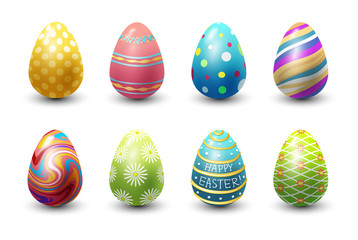 Easter eggs painted with spring pattern vector illustration.