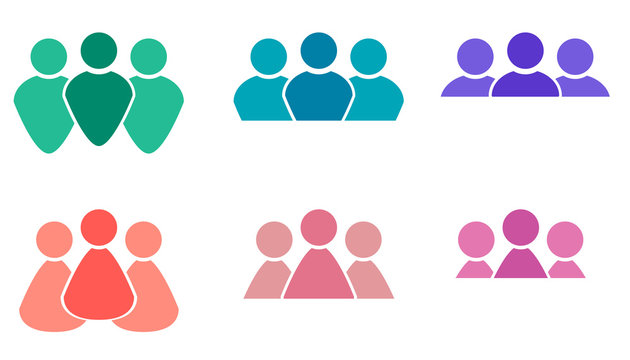 Set of different multicolored icons of men and women. Vector element for your design