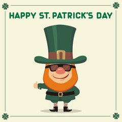 Happy Saint Patrick's Day! Funny leprechaun sunglasses. National Irish holiday.