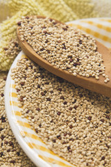 Quinoa on wood cutlery