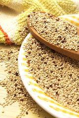 Quinoa on wood cutlery