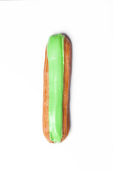 Group of french dessert Eclair on white background.
