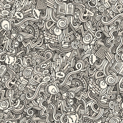 Cartoon cute doodles hand drawn Idea seamless pattern