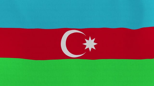 Loopable: Flag of Azerbaijan...Azeri official flag gently waving in the wind. Highly detailed fabric texture for 4K resolution. 15 seconds loop.