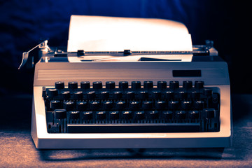 Typewriter with latin alphabet in toning