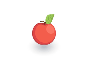 Red Apple isometric flat icon. 3d vector colorful illustration. Pictogram isolated on white background