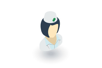nurse avatar, doctor isometric flat icon. 3d vector colorful illustration. Pictogram isolated on white background