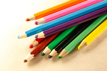 Palette of colorful pencils