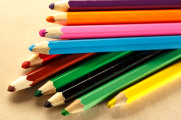 Palette of colorful pencils