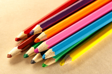 Palette of colorful pencils