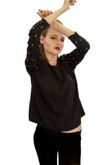  beautiful young girl in a black blouse