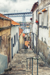 Naklejka premium small street in Porto, Portugal