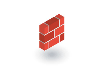 brick wall isometric flat icon. 3d vector colorful illustration. Pictogram isolated on white background