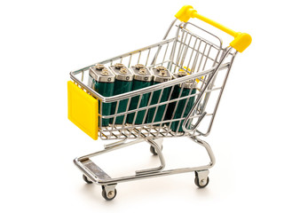 Four batteries in pushcart