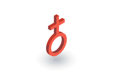 woman symbol isometric flat icon. 3d vector colorful illustration. Pictogram isolated on white background