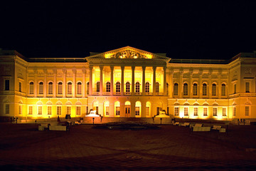 Fototapeta na wymiar State Russian Museum at Night in St. Petersburg, Russian Federation