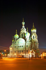 Obraz premium Church of Savior on the Spilled Blood at Night in St. Petersburg, Russian Federation.