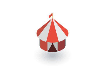 Obraz premium Circus tent isometric flat icon. 3d vector colorful illustration. Pictogram isolated on white background