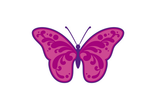 Abstract decorative purple butterfly icon vector. Beautiful butterfly icon isolated on a white background. Violet butterfly design element