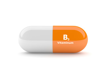 3d render of vitamin B3 pill over white