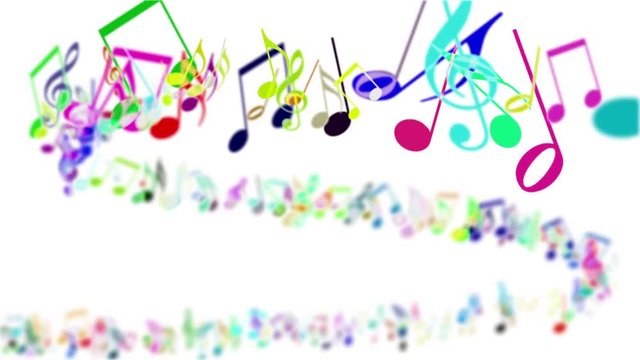 Abstract Background with Colorful Music notes. LOOPED