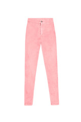 salmon pink skinny high waist jeans pants, isolated