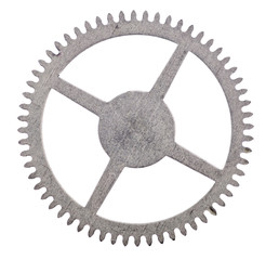 old steel thin isolated gear with small teeths