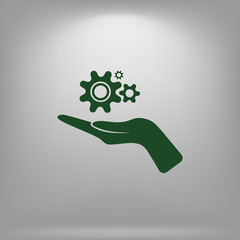 Hand and mechanism vector icon