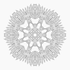 Mandala. Antistress coloring pages for adults. Monochrome circular lace oriental pattern. Coloring Book. Ethnicity round ornament. Arabic, Islamic, moroccan, asian, indian native african motifs.