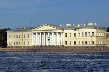 Academy of Sciences on the river Neva in St Petersburg