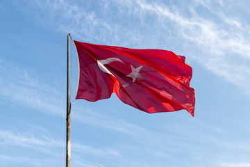 turkish flag waving in the wind
