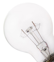 incandescent electric lamp close-up on white