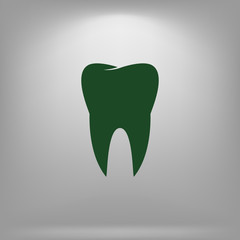 Flat paper cut style icon of tooth. Dentistry symbol