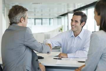 Businessman shaking hands with client