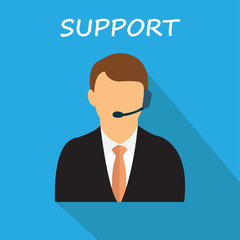 Customer support flat icon for apps and websites